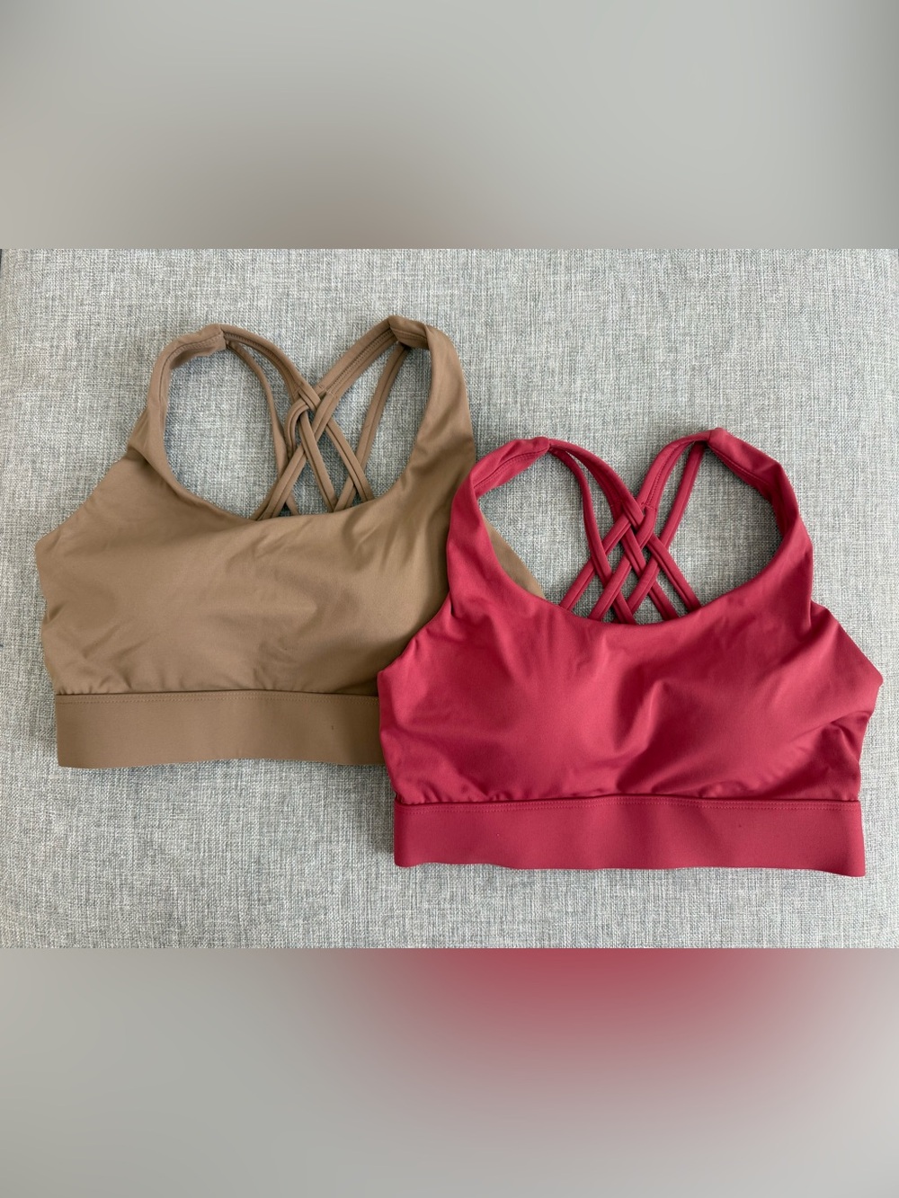 Women’s Crisscross Back Sports Bralette - Brown & Deep Rose